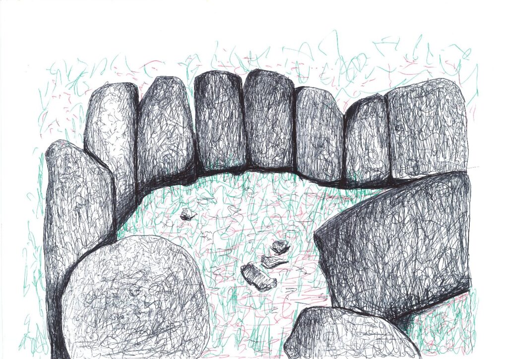 Cámara del Dolmen del Morueco. Ilustración de la cámara del Dolmen del Morueco.