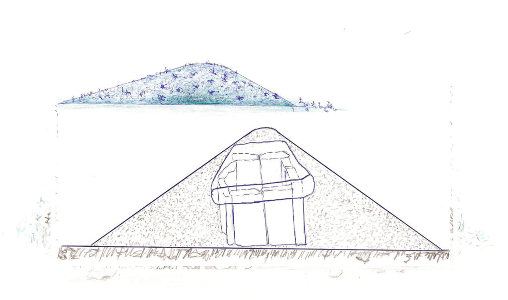 Una vez colocada la cubierta, se tapa todo el conjunto con un túmulo.