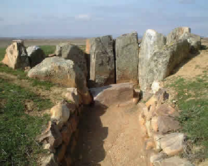El Dolmen de San Adrián en Granicillos de Vidriales El Dolmen de San Adrián es una cámara policonal con corredor largo, sun cubierta, que posee un túmulo muy importante que sujeta el monumento. Lo mismo se puede comentar de San Adrián.