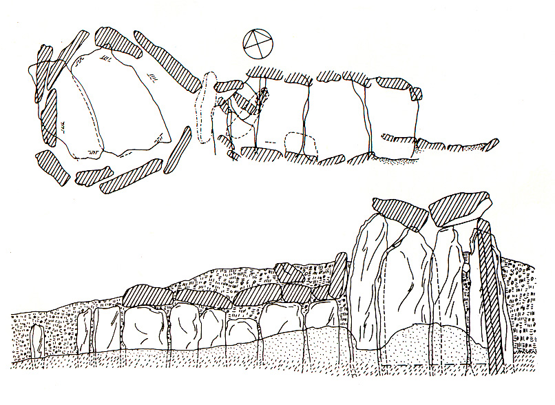 Planta y alzado del Anta 1 de Comenda da Igreja. Planta y alzado del Anta 1 de Comenda da Igreja.