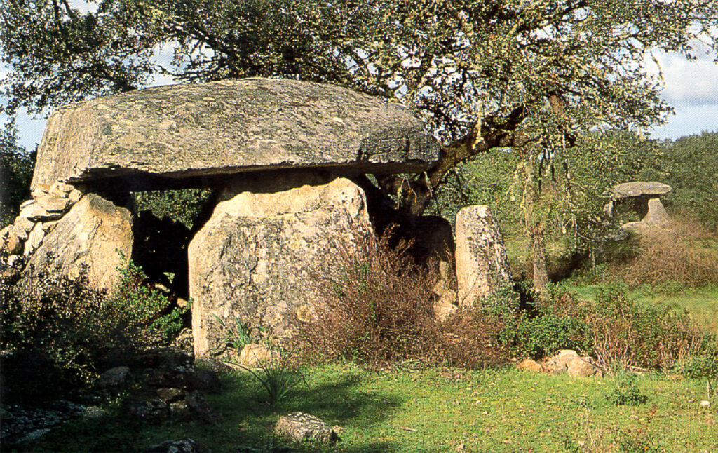 Anta 1 y 2 da Heredade do Paço. Es raro poder tomar en una única fotografía dos cámaras poligonales. Este es el caso del Anta 1 y 2 da Heredade do Paço.