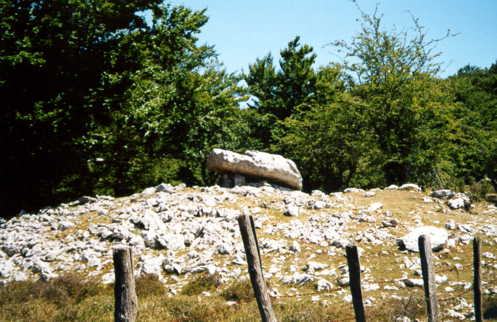 El Dolmen de Larrázpil es el más completo de las Sierras de Aralar y Urbasa de Navarra. La cubierta es una roca magnifica, por eso se conserva, ya que los jóvenes se dedicaron durante generaciones a quitar la boina al dolmen.