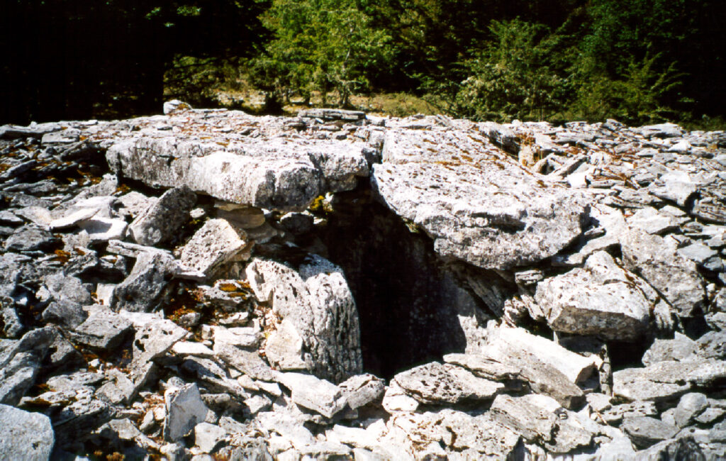 El túmulo del Dolmen de Arteko Saro posee la cubierta fracturada, pero posee un enorme túmulo.